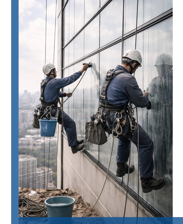 Профессиональная мойка фасадных окон альпинистами в Красноуфимске