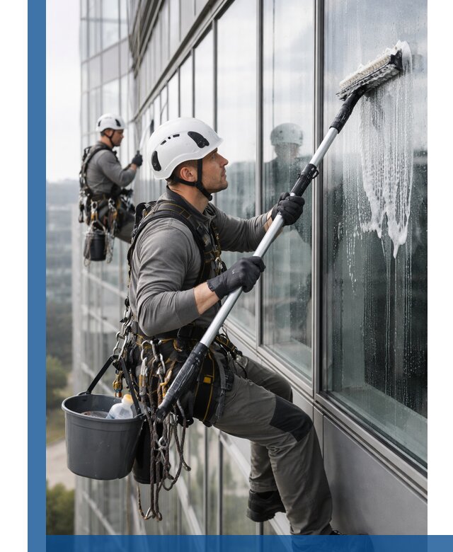 Высотная мойка сплошного остекления с выездом в Красноуфимске