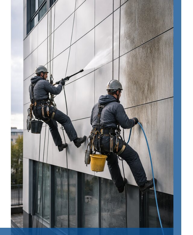 Мойка фасада из композита в Красноуфимске по цене от 305 р. | ВЫСОТНИК-Крф