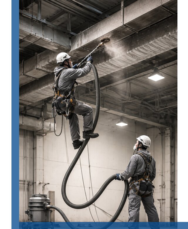 Обеспыливание потолочных конструкций в Красноуфимске промышленным альпинизмом