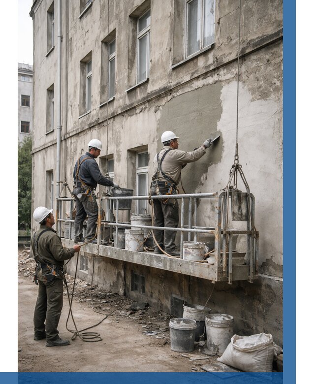 Капитальный ремонт фасада в Красноуфимске от 4266 р. | ВЫСОТНИК-Крф