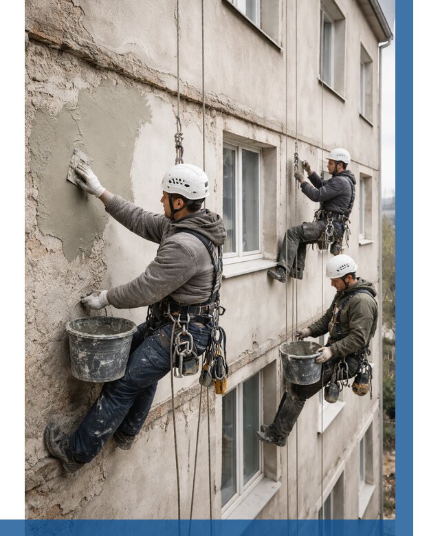 Ремонт штукатурного фасада в Красноуфимске от 762 р. под ключ | ВЫСОТНИК-Крф