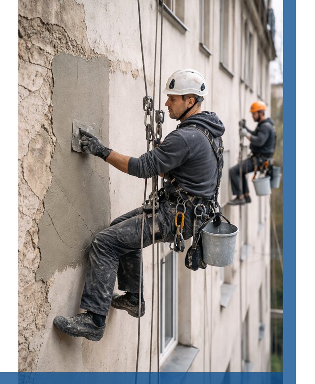 Восстановление штукатурки фасада в Красноуфимске от 1219 р. | ВЫСОТНИК-Крф