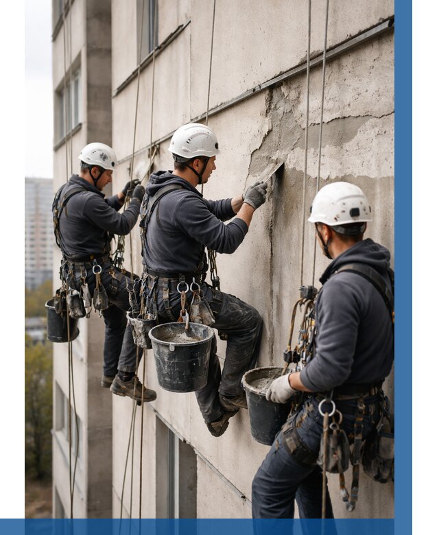 Ремонт бетонных элементов фасада в Красноуфимске от 2539 р. | ВЫСОТНИК-Крф