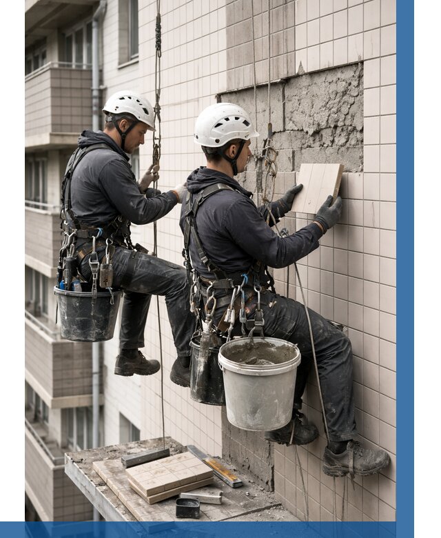 Ремонт облицовки фасада плиткой в Красноуфимске от 1828 р. | ВЫСОТНИК-Крф