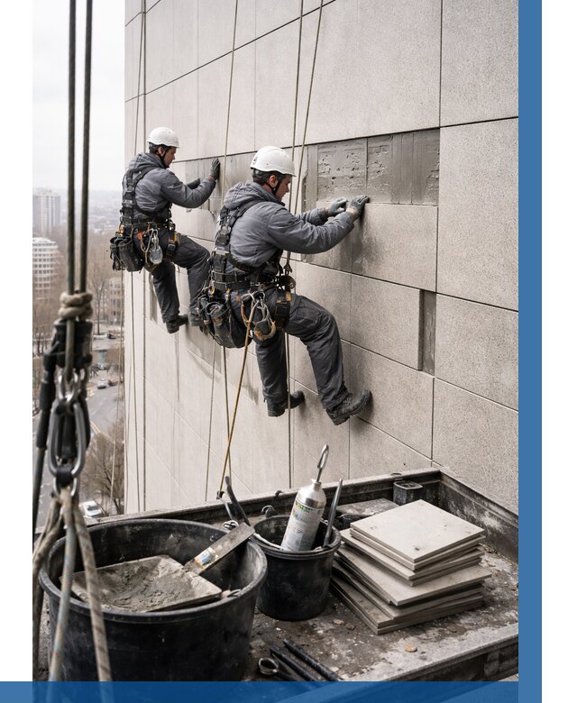 Ремонт фасада из керамогранита в Красноуфимске от 2539 р. | ВЫСОТНИК-Крф