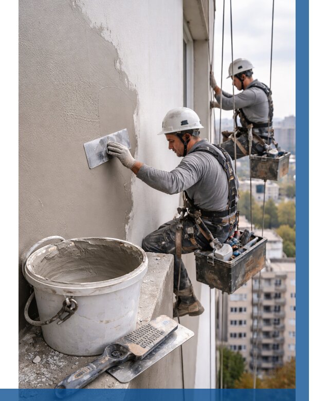 Шпаклевка фасада на высоте в Красноуфимске от 711 р. | ВЫСОТНИК-Крф