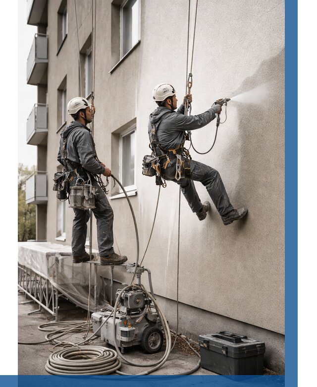 Безвоздушная покраска фасада в Красноуфимске от 223 р/м² | ВЫСОТНИК-Крф