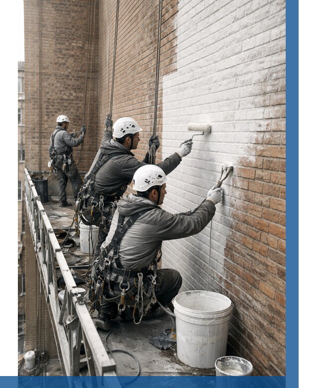 Покраска кирпичного фасада в Красноуфимске от 355 р. | ВЫСОТНИК-Крф