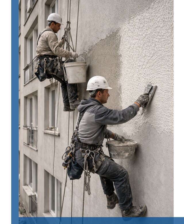 Нанесение декоративной штукатурки короед на фасад в Красноуфимске