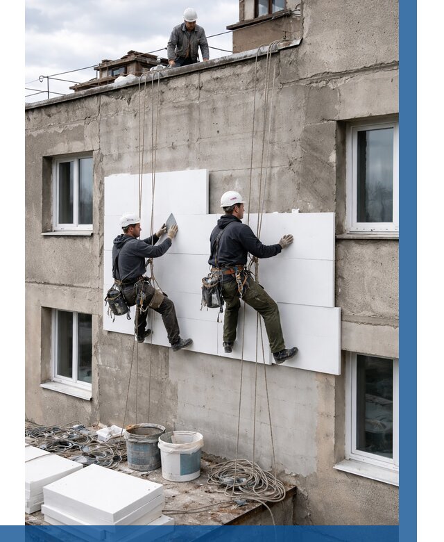 Утепление фасада пенополистиролом в Красноуфимске от 1828 р. | ВЫСОТНИК-Крф