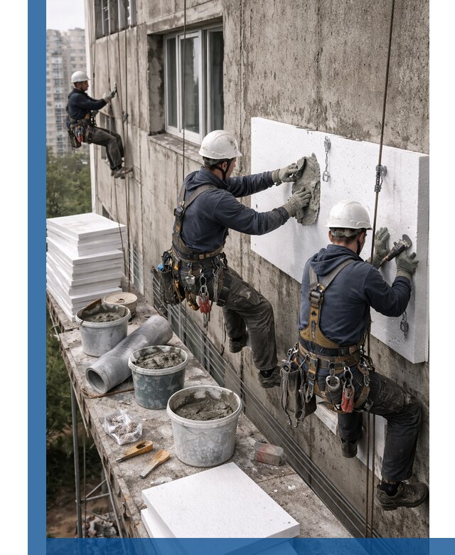 Утепление фасада пенополистиролом в Красноуфимске под ключ