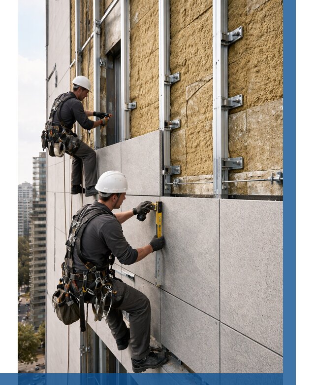 Монтаж вентилируемого фасада в Красноуфимске от 3555 р. | ВЫСОТНИК-Крф