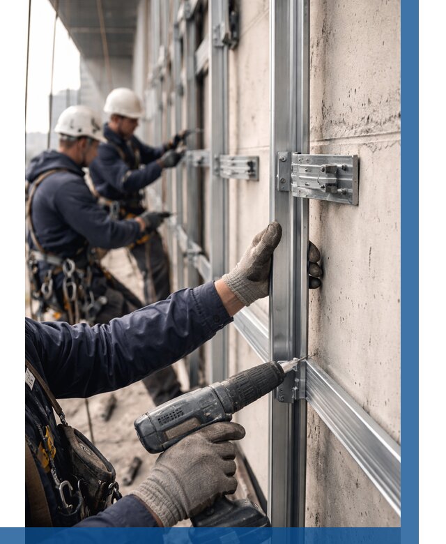 Монтаж подсистемы вентфасада в Красноуфимске от 863 р. | ВЫСОТНИК-Крф