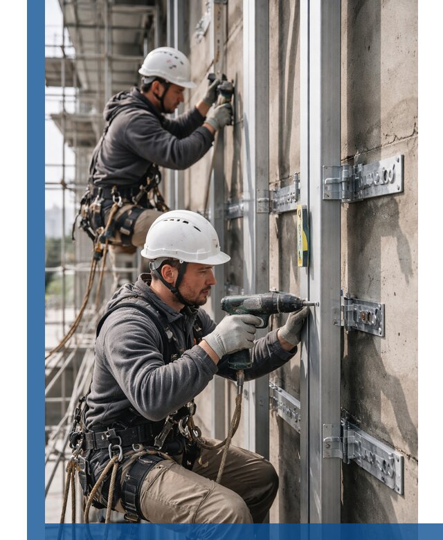 Монтаж и крепление подсистемы вентфасада в Красноуфимске