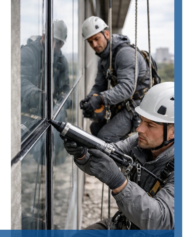 Герметизация витражных швов в Красноуфимске от 660 р. | ВЫСОТНИК-Крф