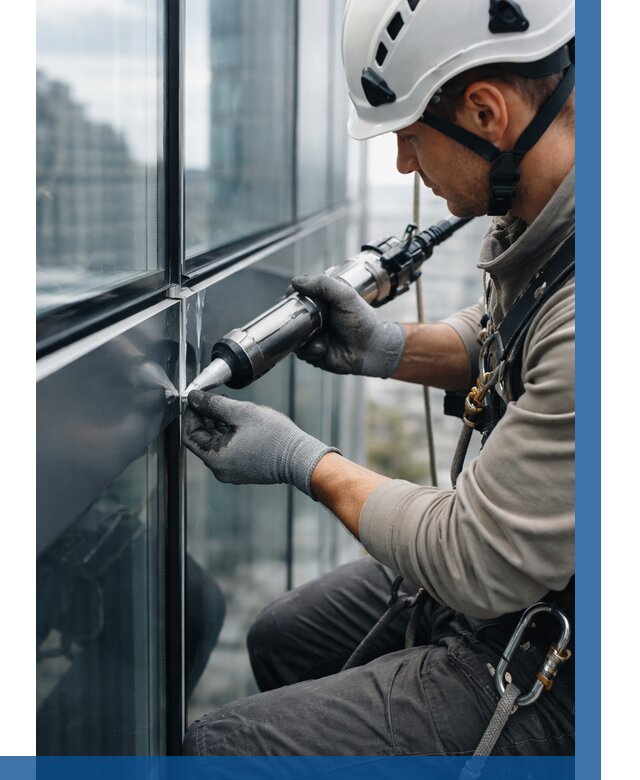 Герметизация стыков витража в Красноуфимске от 1219 р. | ВЫСОТНИК-Крф