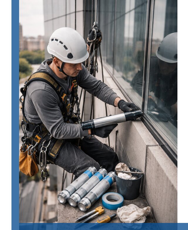 Герметизация стыков витража в Красноуфимске для герметичных фасадов