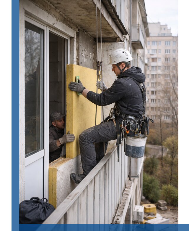 Профессиональное утепление балкона снаружи в Красноуфимске под ключ