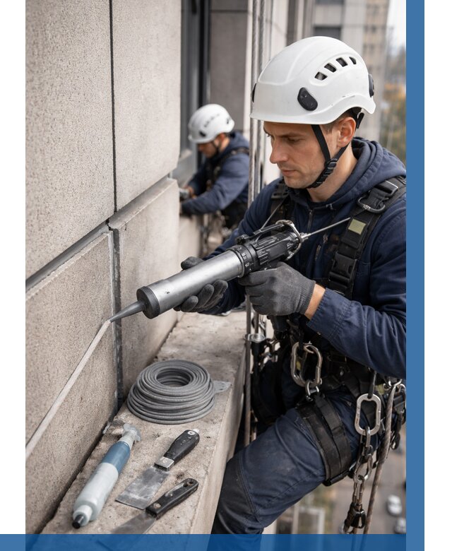 Герметизация деформационных швов фасада в Красноуфимске от 711 | ВЫСОТНИК-Крф