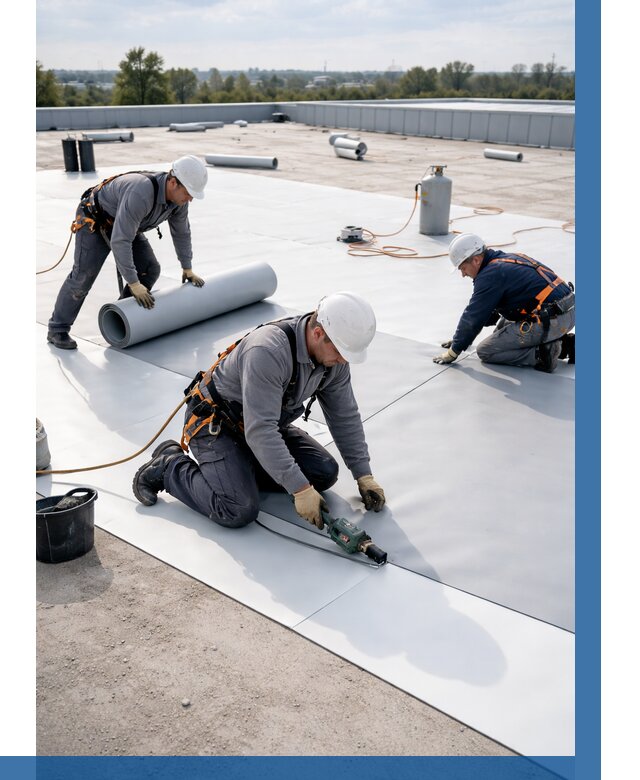 Монтаж мембранной кровли под ключ в Красноуфимске от 1219 р. | ВЫСОТНИК-Крф