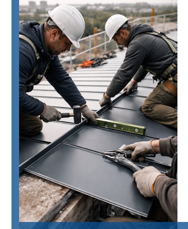 Монтаж фальцевой кровли в Красноуфимске для промышленных зданий