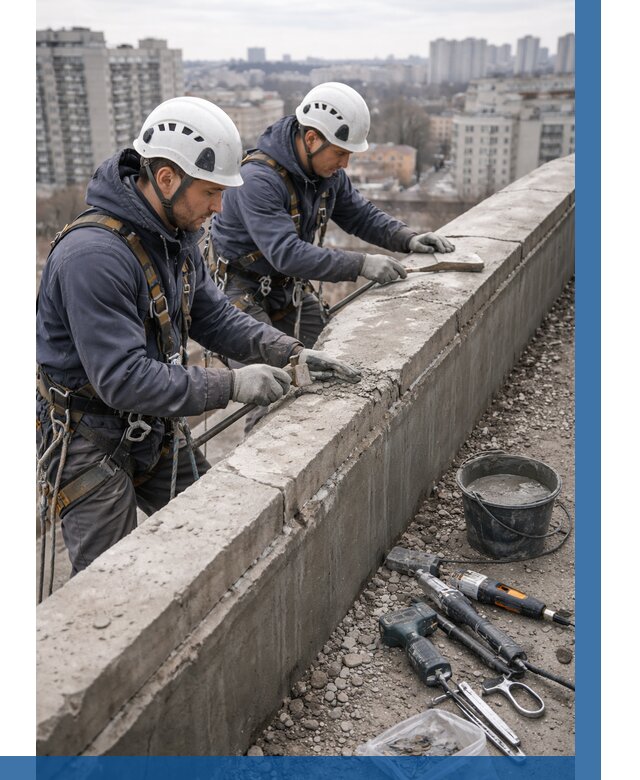 Ремонт парапета на кровле в Красноуфимске от 1524 р. | ВЫСОТНИК-Крф