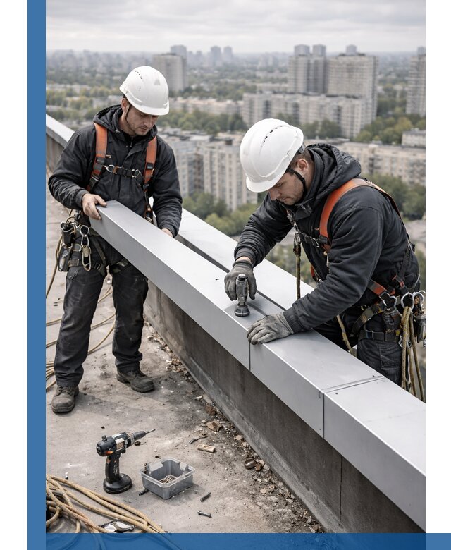 Монтаж парапетных крышек и ограждений кровли в Красноуфимске