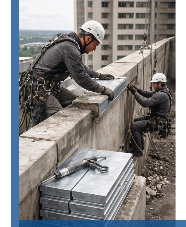 Замена парапетных крышек и установка новых в Красноуфимске