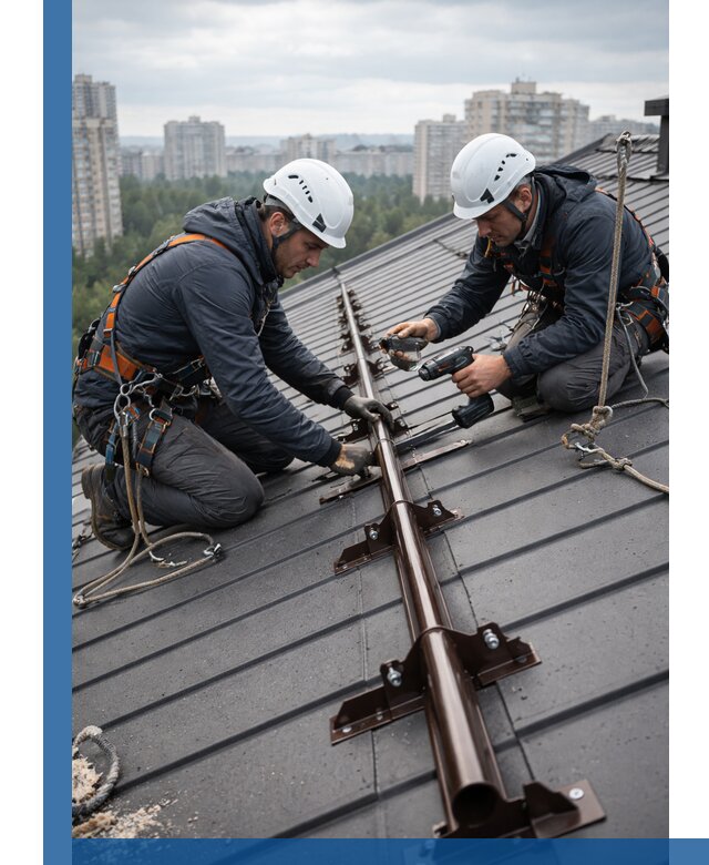 Монтаж снегозадержателей на кровле зданий в Красноуфимске под ключ