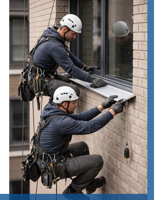 Монтаж оконных отливов под ключ в Красноуфимске от 3555 р. | ВЫСОТНИК-Крф