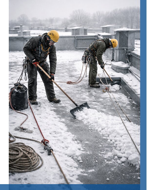 Очистка крыши от снега в Красноуфимске от 7618 р. | ВЫСОТНИК-Крф