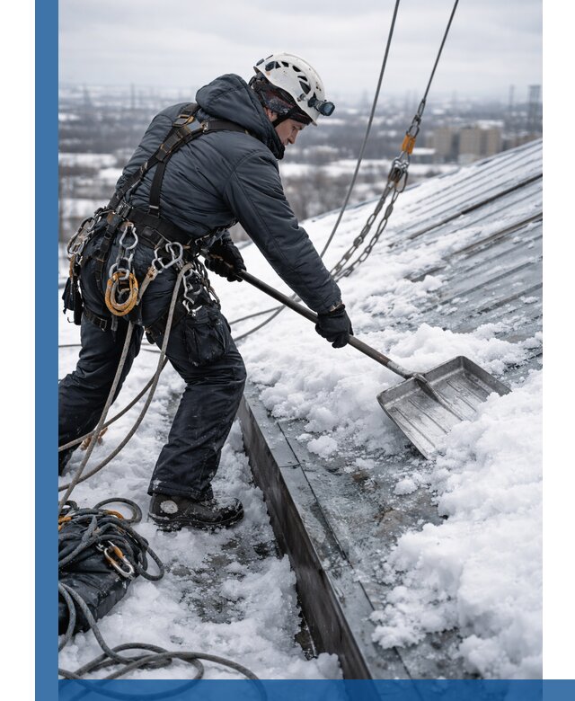 Профессиональная очистка кровли от снега и наледи в Красноуфимске