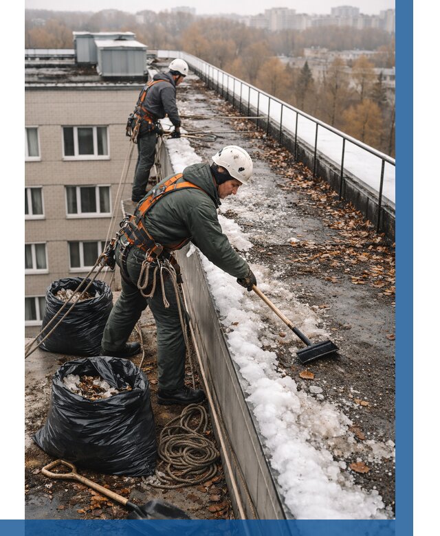 Очистка кровли по периметру в Красноуфимске от 559 р. | ВЫСОТНИК-Крф