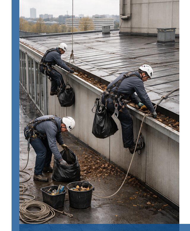 Очистка кровли по периметру в Красноуфимске силами промышленных альпинистов