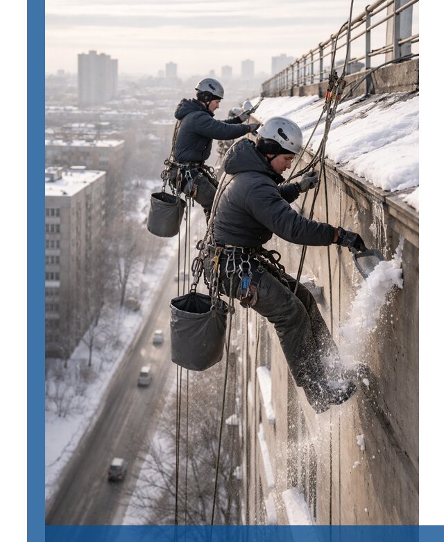 Очистка карнизов от снега в Красноуфимске профессионально и безопасно