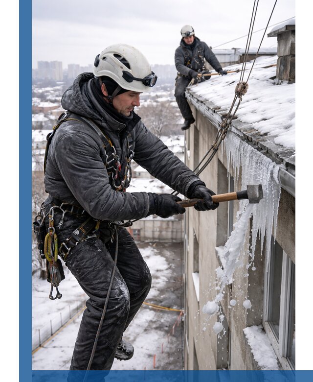 Сбивание и удаление сосулек с крыши в Красноуфимске безопасно
