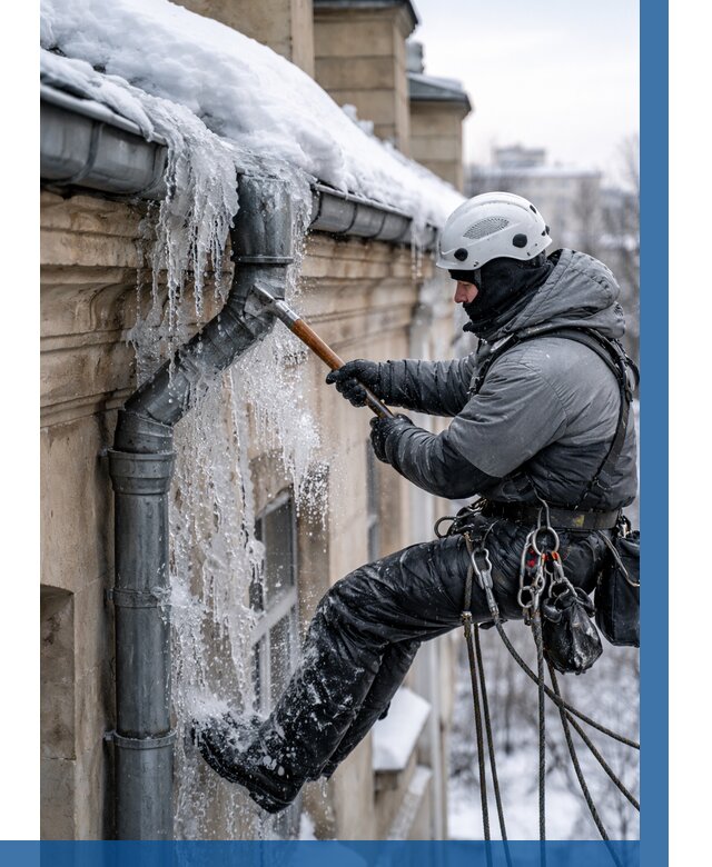 Очистка водостоков от льда в Красноуфимске от 3555 р. | ВЫСОТНИК-Крф