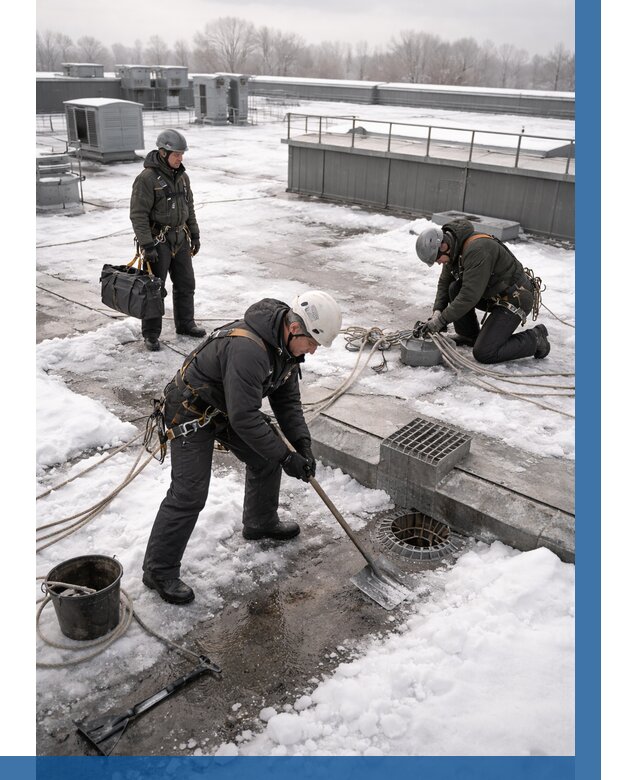 Абонентское обслуживание кровли зимой в Красноуфимске от 8126 р. | ВЫСОТНИК-Крф