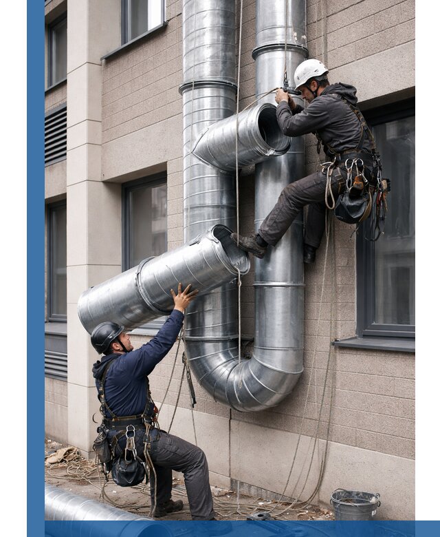 Монтаж фасадных воздуховодов в Красноуфимске с герметизацией и крепежом