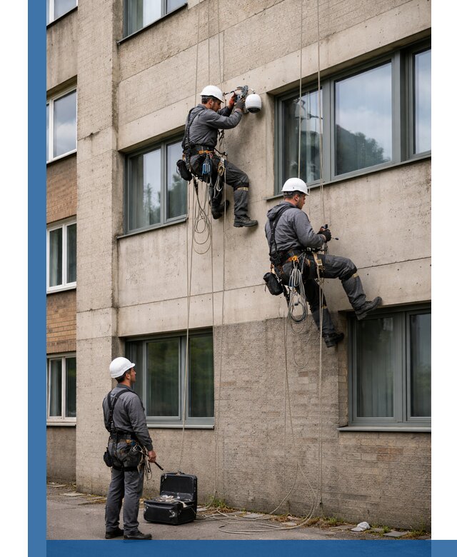 Монтаж фасадных камер видеонаблюдения в Красноуфимске под ключ