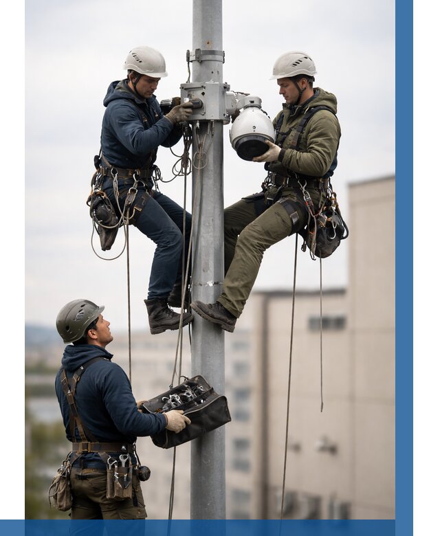 Установка видеокамер на мачте в Красноуфимске от 8633 р. | ВЫСОТНИК-Крф