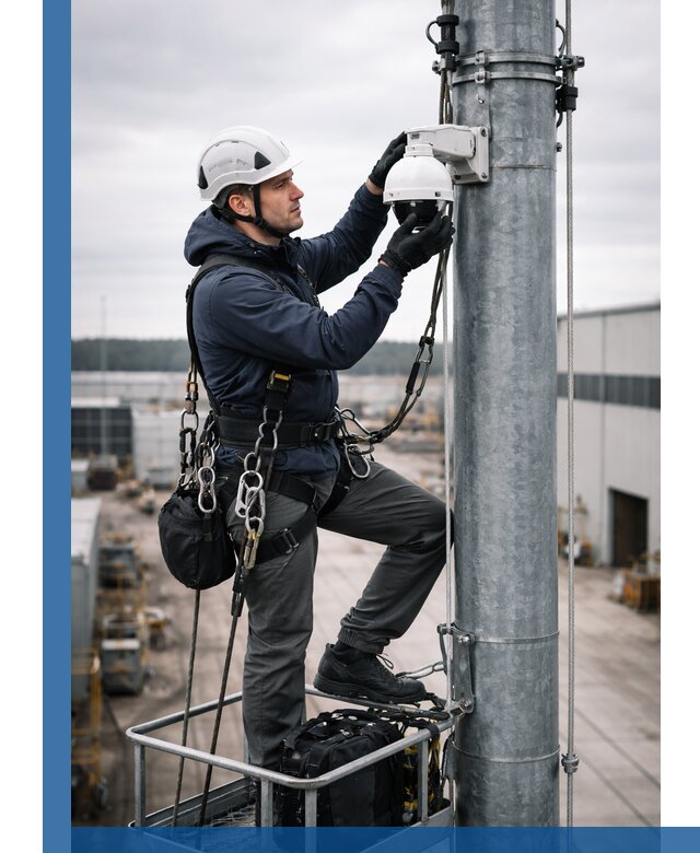 Профессиональная установка видеокамер на мачте в Красноуфимске