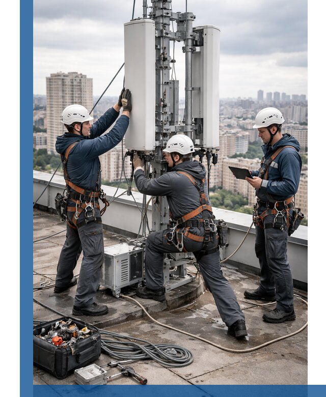 Монтаж антенн связи на крыше в Красноуфимске с вводом в эксплуатацию