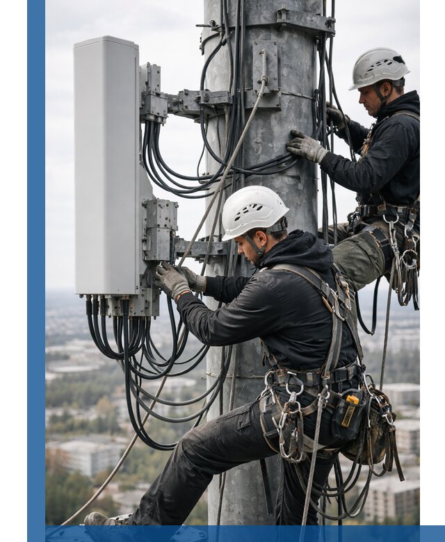 Монтаж оборудования связи на мачте в Красноуфимске с пусконаладкой