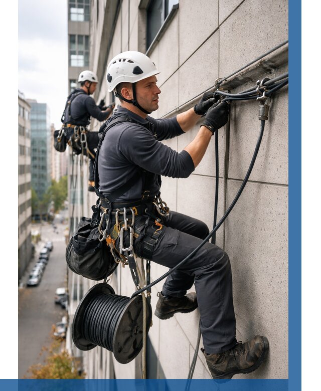 Прокладка кабеля по фасаду в Красноуфимске от 355 р. | ВЫСОТНИК-Крф