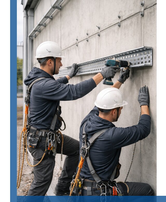 Монтаж кабельных лотков на фасаде зданий в Красноуфимске с гарантией