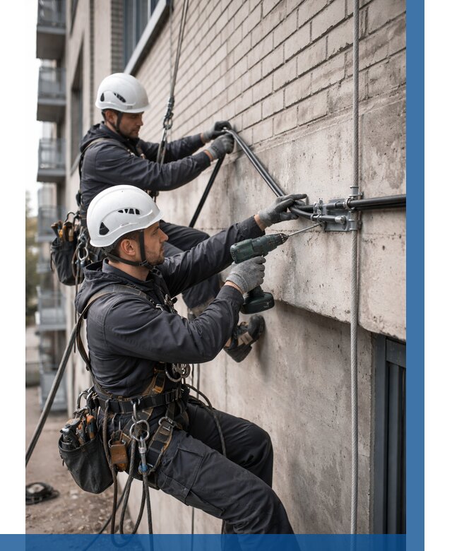 Крепление кабеля на фасаде в Красноуфимске от 355 р. | ВЫСОТНИК-Крф