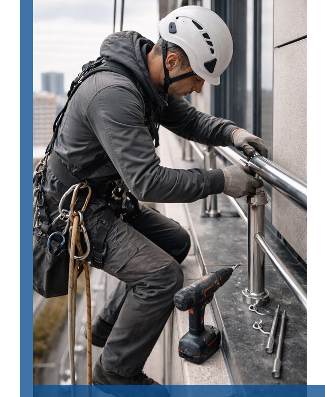 Монтаж ограждений на высоте в Красноуфимске для зданий и конструкций