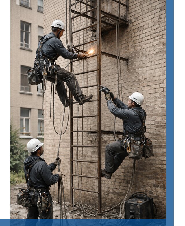 Ремонт пожарной лестницы в Красноуфимске от 7618 р. | ВЫСОТНИК-Крф